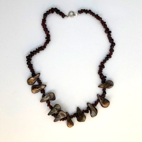 Dark plum chunky stone necklace - Picture 1 of 3